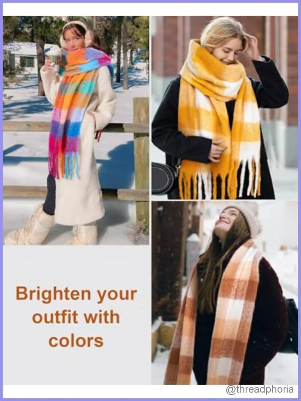 Oversized Chunky Plaid Blanket Scarf for Women - Long Warm Winter Wrap